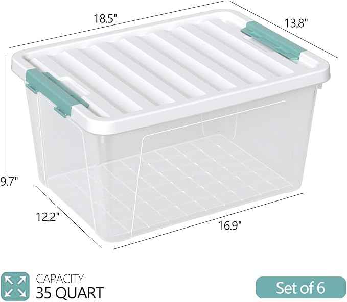 Zopnny 35 Qt. Stackable Plastic Storage Bins