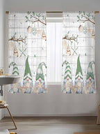 Sheer Curtains 63 Inch Length, Sage Green Gnomes Semi Sheer Curtains Light - Image 5