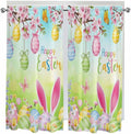 Easter Living Room Curtains 72 Inches length, Spring Bunny Colorful Rabbit Eggs by Unknown
