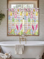 Happy Easter Kitchen Curtains 45 Inches length, Spring Bunny Colorful Eggs - Image 7