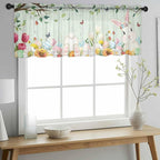 Easter Sheer Valances for Windows 54"x18", Light Filtering Kitchen Curtains - Image 2