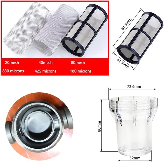 Sediment Filter Pressure Washer Filter Stainless Steel Filter 40Mesh Screen - Image 4
