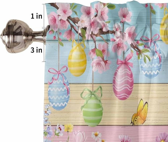 Colorful Easter Half Window Curtain 36 Inches Long, Spring Watercolor Bunny Egg - Image 6