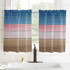 Blue Pink Brown Gradient Wood Grain Window Valance Curtains, Vintage Wood Board - Image 8