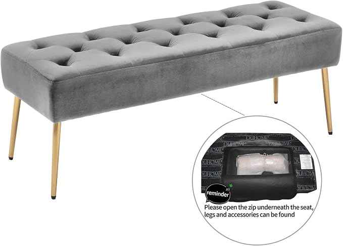 DUHOME Modern Velvet Ottoman Bench, Button-Tufted Upholstered Bedroom Benches