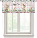 Easter Sheer Valances for Windows 42"x12", Light Filtering Kitchen Curtains by Unknown