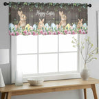 Easter Sheer Valances for Windows 54"x18", Light Filtering Kitchen Curtains - Image 2