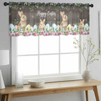 Easter Sheer Valances for Windows 60"x18", Light Filtering Kitchen Curtains - Image 2