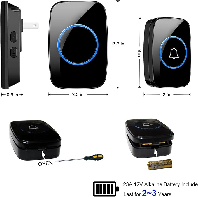 Wireless Doorbell, FullHouse Waterproof Door Bell Kit, Distinguish Front and - Image 6