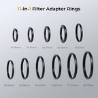 K&F CONCEPT 11 Pieces Metal Step Down Filter Adapter Rings Set, - Image 2