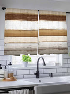 Sheer Curtains 54 Inch Length, Vintage Country Geometric Striped Privacy Voile - Image 5