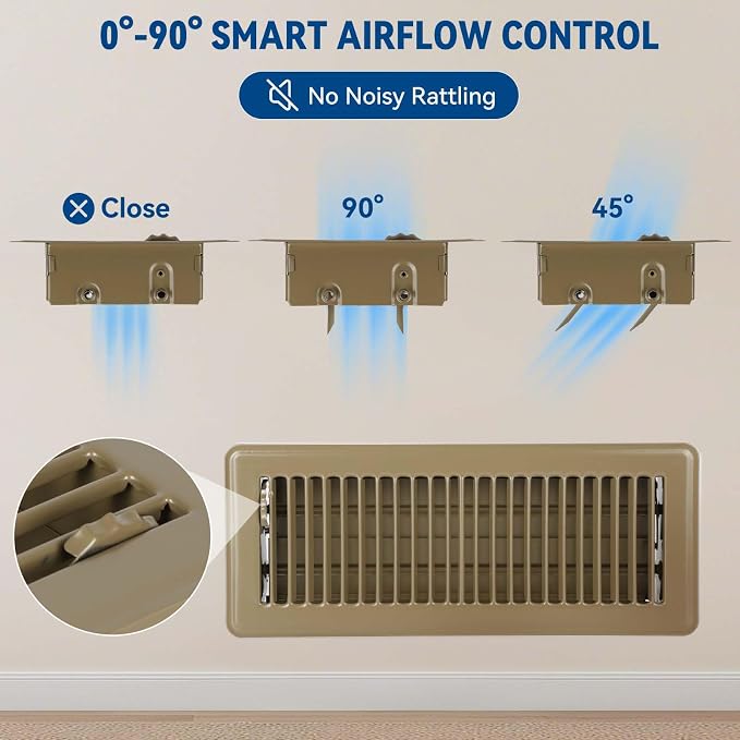 4" x 10" Floor Register Vent Covers 2-Pack, Walkable Powder-Coated Metal Vent - Image 5