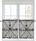 Vintage Gate Half Window Curtain 36 Inches Long, Farmhouse Wooden Grain Shabby by Unknown