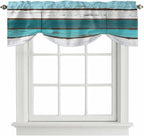 Turquoise Teal Tie Up Valance Curtains by Unknown