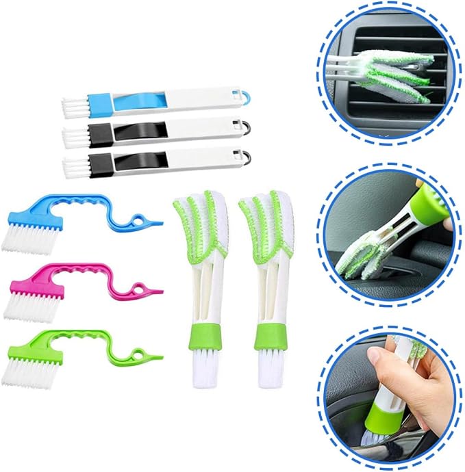 TEHAUX 8pcs Window Groove Cleaning Brush Set Scrubber - Image 5