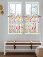Happy Easter Half Window Curtain 36 Inches Long, Spring Bunny Colorful Eggs - Image 4