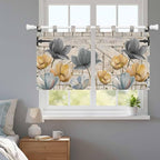 Spring Tulips Flower Kitchen Curtains 36 Inch Length, Small Window Curtains Tab - Image 9