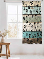 Sheer Curtains 72 Inches Long, Sage Green Brown Paw Prints Semi Sheer Curtains - Image 3
