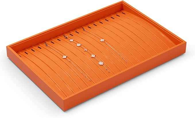 Oirlv Luxury Leather Jewelry Tray Necklace Bracelet Organizer Tray Stackable