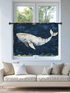 Sheer Curtains 54 Inch Length, Ocean Whale Blue Semi Sheer Curtains Light - Image 4