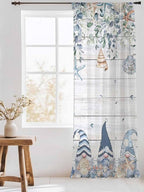 Sheer Curtains 96 Inches Long, Coastal Eucalyptus Leaf Semi Sheer Curtains - Image 3