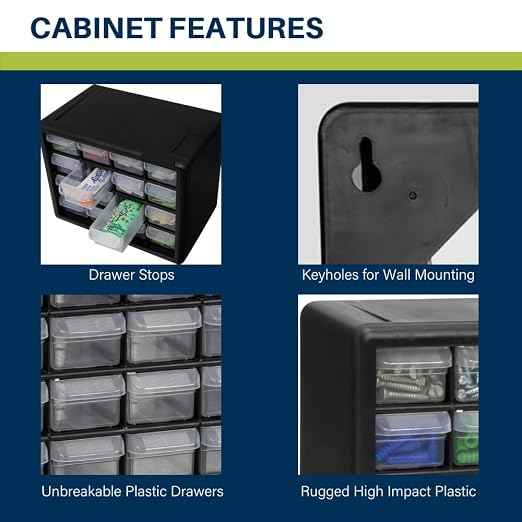 Akro-Mils 16-Drawer Plastic Storage Cabinet | 10-1/2 x 6-1/2 x 8-1/2 Inch |