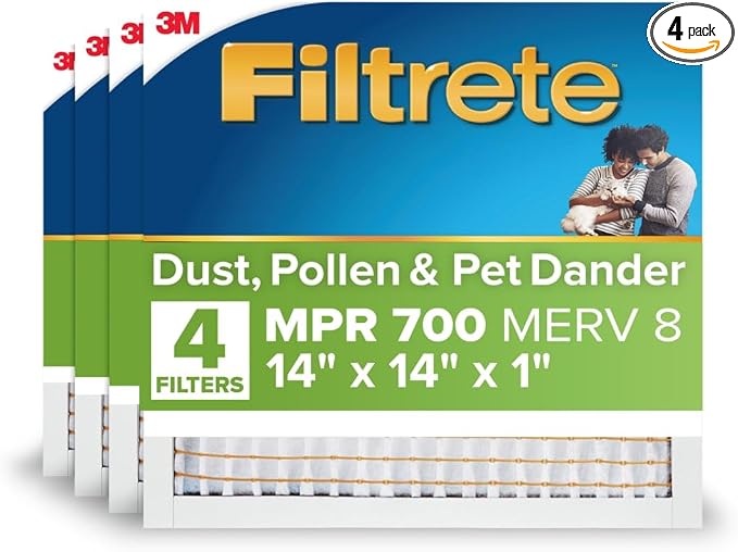 Filtrete 14x14x1 Air Filter, MERV 8, MPR 700, Pollen & Pet Dander Reduction by Filtrete