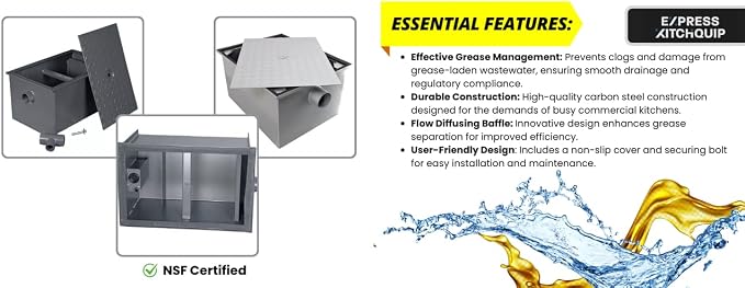 Commercial Carbon Steel Grease Trap Interceptor 30lb - Image 4