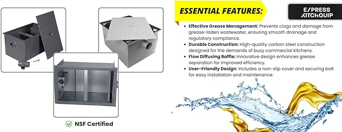 Commercial Grease Trap Interceptor – Heavy Duty Carbon Steel 20 LB Grease Trap - Image 4