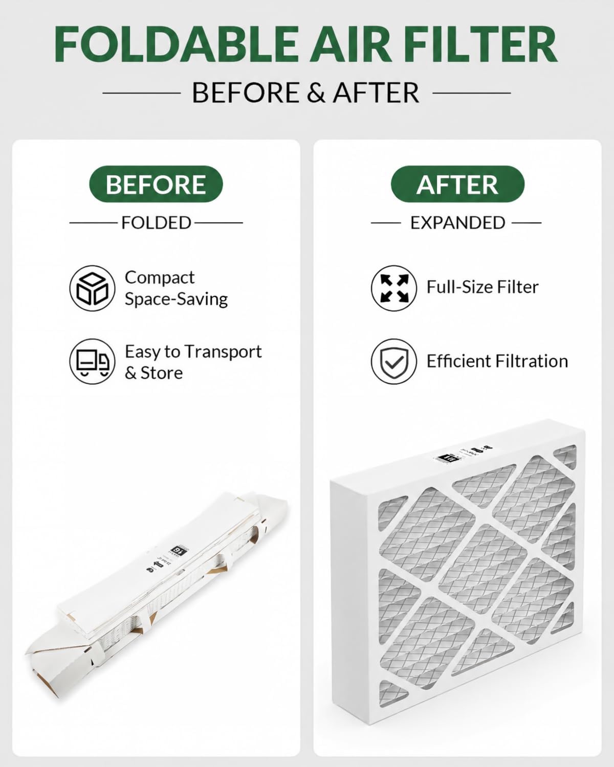 20x25x5 Air Filter MERV 16, Compatible with trion air bear 2Pack