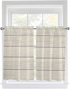 Vintage Country Wooden Board Window Valance Curtains, Gradient Wood Grain Line - Image 9