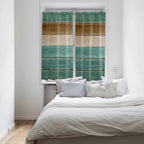 Vintage Plank Turquoise Brown Window Valance Curtains, Farmhouse Wood Grain - Image 4