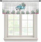 Farmhouse Sheer Valance Curtains, Summer Blue Car by Houseown