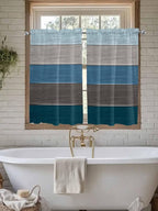 Retro Farm Blue Gray Wood Grain Window Valance Curtains, Rustic Wooden Plank - Image 6