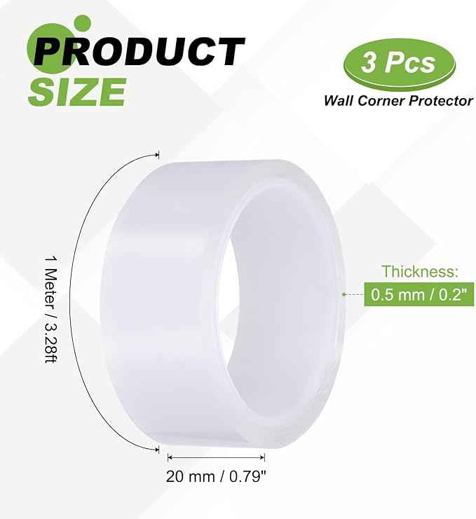 PATIKIL Clear Edge Protector Strip, 3 Roll 0.8 in x 3.3 ft Table Edge Protector