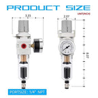 NANPU 1/4" NPT Compressed Air Filter Regulator Combo Piggyback, 5 Micron Brass - Image 3