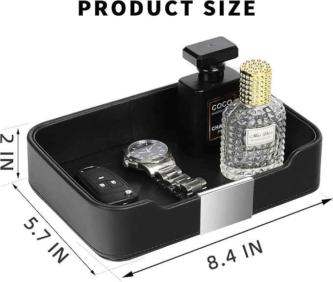 SANZIE Luxury Leather Tray Desktop Storage Catchall Organizer Decorative Tray