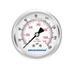 MEASUREMAN 2-1/2" Dial Size, Glycerin Filled Pressure Gauge, 0-160psi/kpa by MEASUREMAN