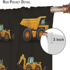 Kids Construction Window Curtains, Construction Machinery Equipment Mode of - Image 6
