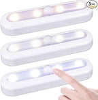 STAR-SPANGLED 3 Pack 7” Dimmable Push Tap Lights, Stick on LED Touch Lights AAA