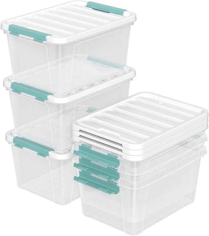 Zopnny 20 Quart Clear Latching Container Box, Plastic Storage Bin