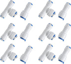 3/8-inch x 1/4-inch 6 pcs T and 6 pcs I Tube Quick Push in Connector by JBTOZIUY