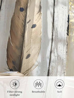Sheer Curtains 45 Inch Length, Farmhouse Feather Semi Sheer Curtains Light - Image 6