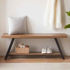 LVB Industrial Entryway Bench, Wood and Metal Storage Bench