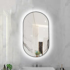 Oval LED Illuminated Bathroom Mirror, Wall-mounted Vanity Makeup Mirror by Unknown