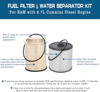 6.7L Cummins Diesel Fuel Filter Fuel Water Separator Set - Image 2