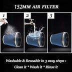 MUGE RACING 6" 152 mm High Flow Inlet Air Filter, Air Intake Cone Filter - Image 4