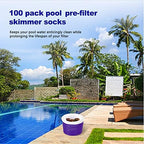 100 Pack Pool Skimmer Socks, Pool Filter Socks Works Perfect with Pool Skimmer for Inground and Above Ground Pool Skimmer Basket/ Hot Tub Filter, Ultra Fine Mesh Socks Filter Debris and Leaves - Field & Pure