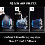 Cold Air Intake Filter, High Performance, Washable Filter, Clamp-On Replacement - Image 5