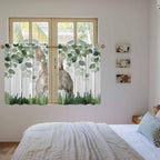 Easter Kitchen Curtains, Country Rabbit Botanical Leaves Wooden Grain Light - Image 4